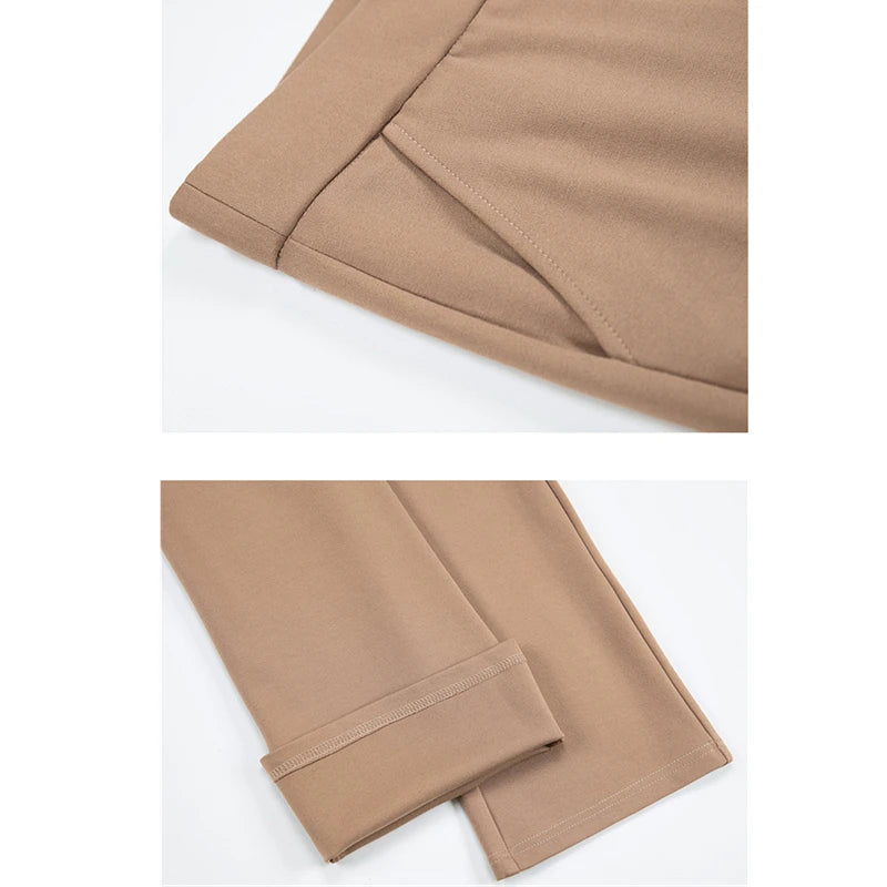 Women's Black Elastic Waist Pants, Fashion Slim Flare Pant, Khaki Camel Trousers, Navy Blue Pantalones Female, Asian Size S-10XL