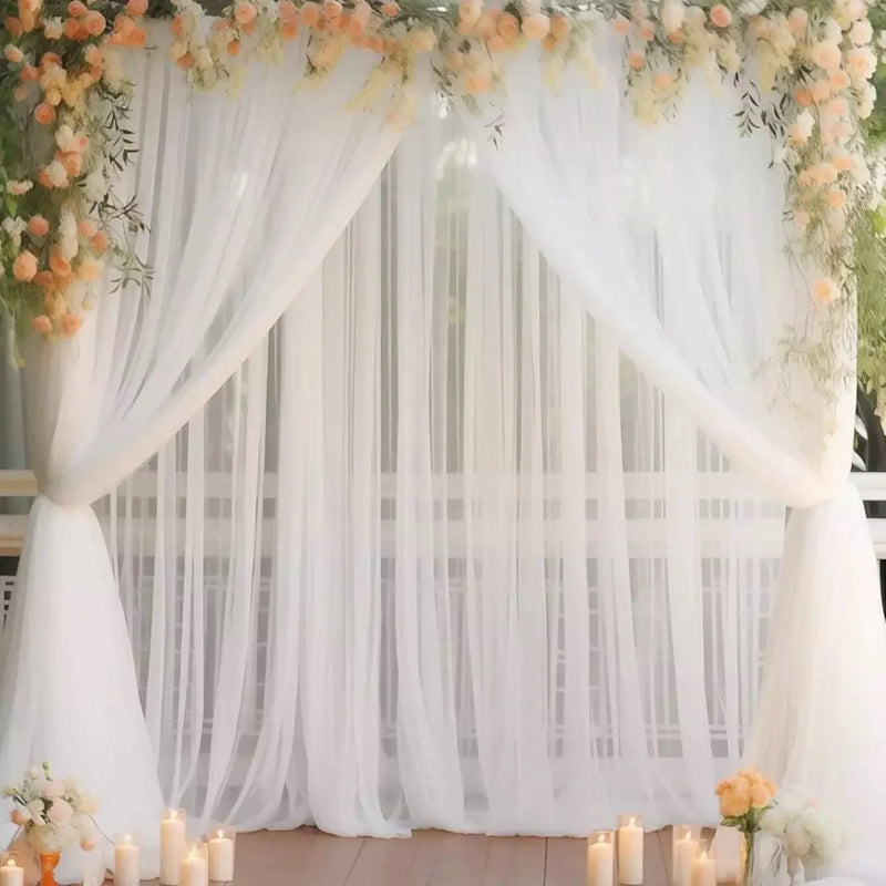 160x300cm Chiffon Backdrop Curtain for Wedding Party Decor Slight Glimmer Sheer Baby Shower Photography Backgrounds