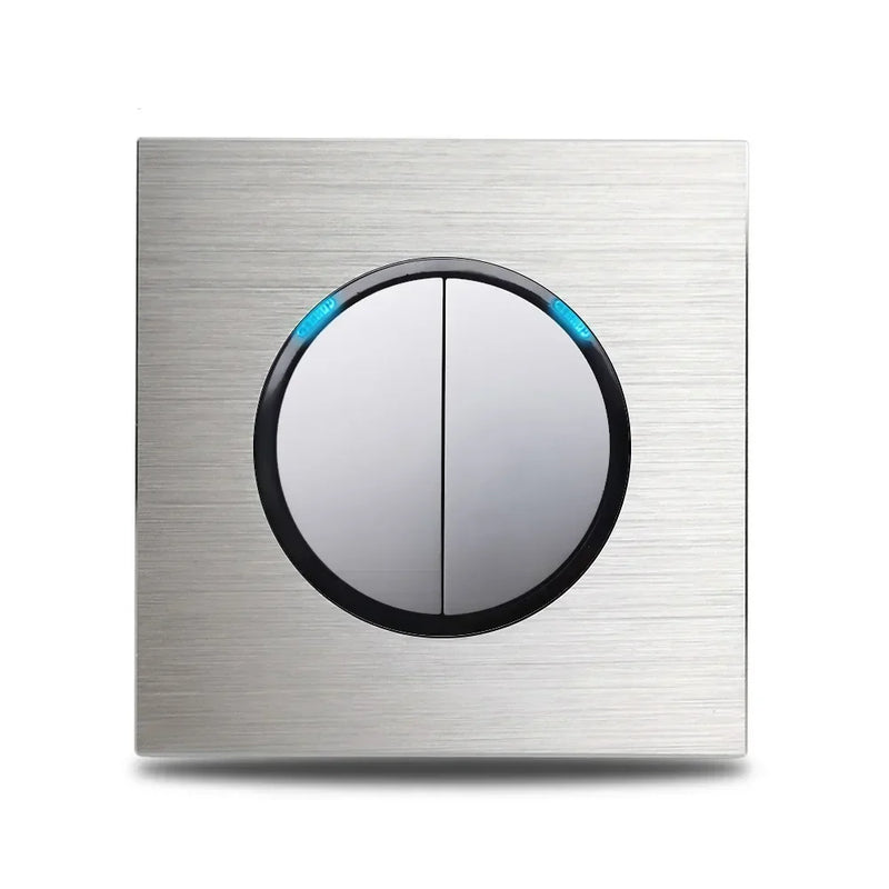 Europe UK FR Luxury LED Wall Light Switch Socket,1 2 3 4 gang 1 2way On/Off aluminum alloy Round Button household Switch panel