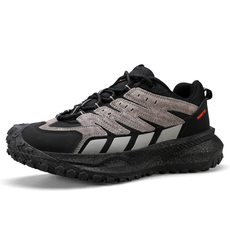 HUMTTO Breathable Non-slip Hiking Shoes for Men Outdoor Sports Shoes Leather Shock-absorbing Walking Sneakers Man Trekking Boots