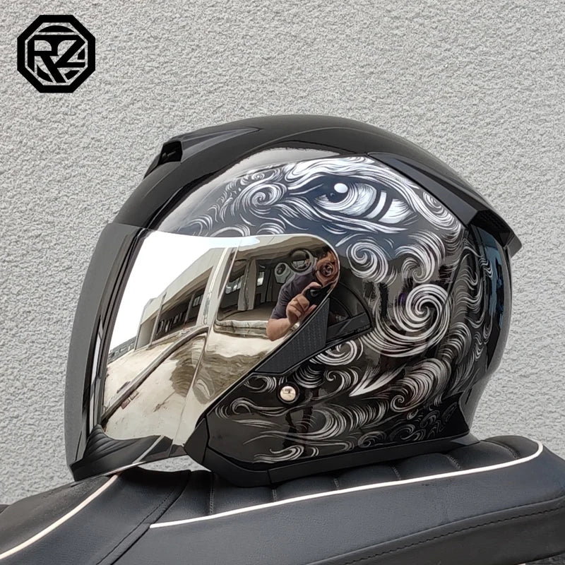 ORZ Motorcycle Helmet 3/4 Open Face Helmets Capacete ORZ 600 Jet Scooter Half Helmets Cascos Para Mot