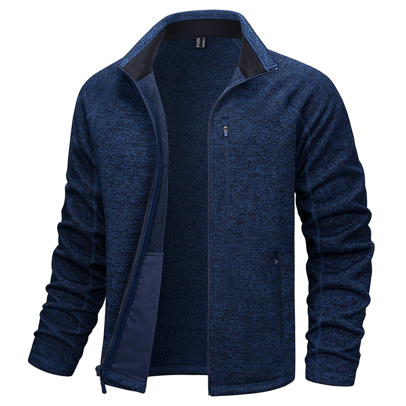 TACVASEN Full Zip Knitted Sweater Mens Stylish High Quality Soft Warm Fleece Jacket Spring Hiking Sports Casual Coat Male