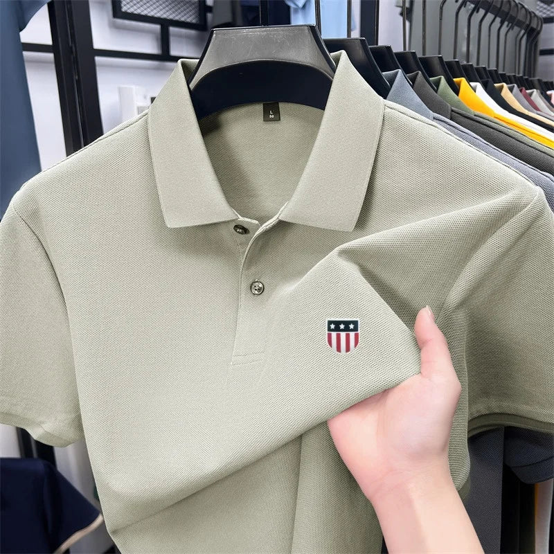 High-End Luxury Man T-Shirt Polo Shirt Lapel Button Pattern Printing Various Colors British Style Summer Leisure Golf Men's Wear