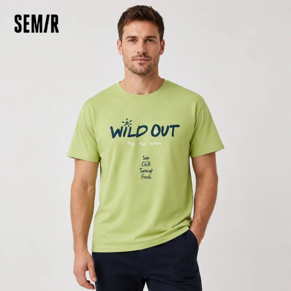 អាវយឺតបុរស Semir រចនាបថប៉ាក់អក្សរពណ៌សម្រាប់កីឡាក្រៅផ្ទះ ការពារកាំរស្មីយូវី ប្រឆាំងបាក់តេរី អាវធម្មតារដូវក្តៅឆ្នាំ ២០២៦