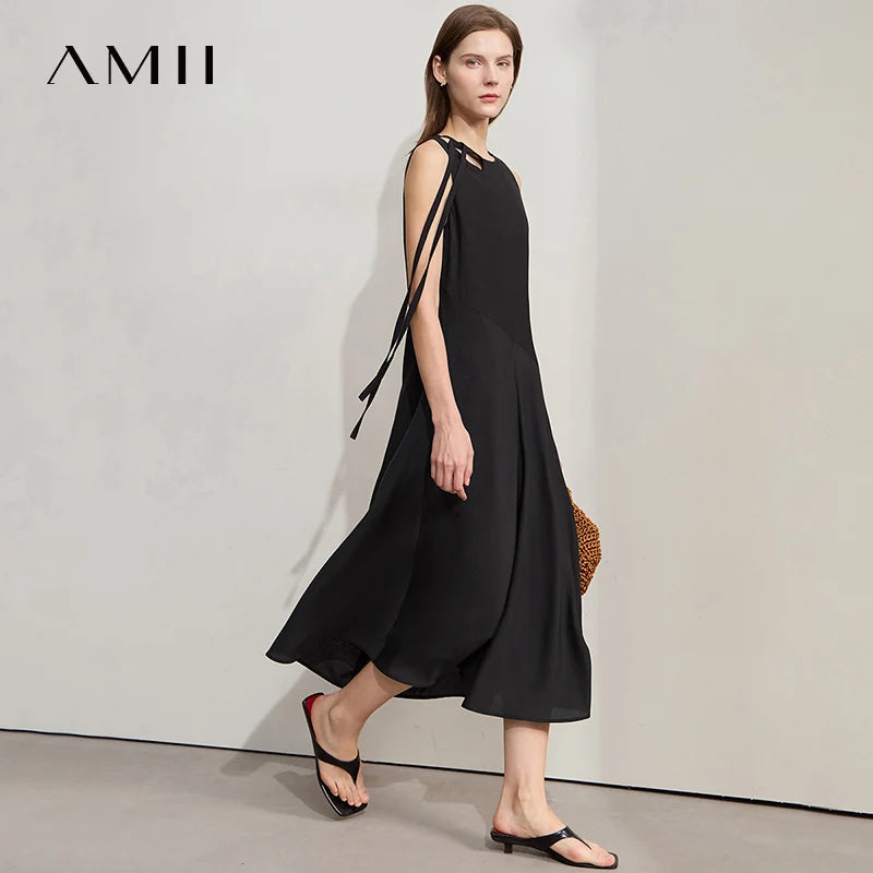 រ៉ូប Amii Minimalist សម្រាប់នារី រដូវក្តៅ ឆ្នាំ២០២៥ រ៉ូបការិយាល័យថ្មី រចនាបទសាមញ្ញ ដៃវែង រំយោល ងាយស្រួលពាក់ 12542120