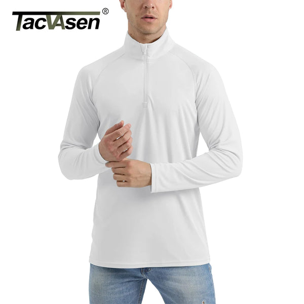 TACVASEN UPF 50+ T-Shirts Men's 1/4 Zip UV Protection Long Sleeve T-Shirts Fishing Hiking Performance Tee Shirts Pullover Tops
