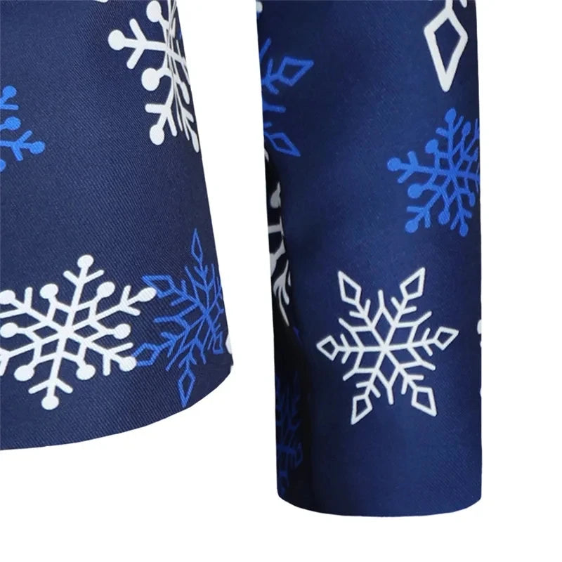 2026 New Thin Men's Blue Suit Two-Piece Set, Christmas Essential Loose Fit Asian Size Classic Christmas Outfit for Men