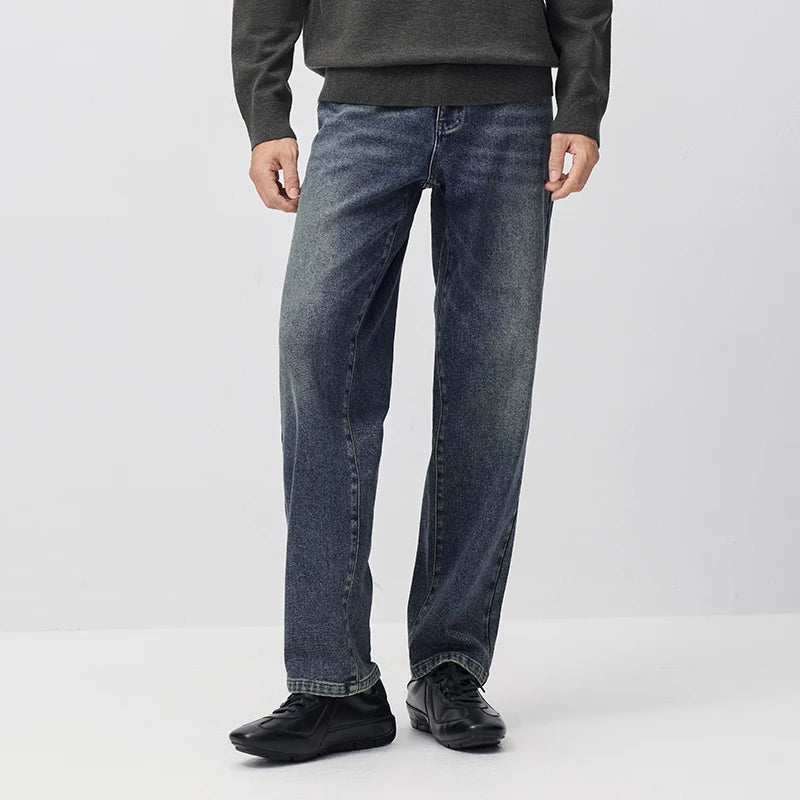 Semir Men Denim Jeans Soft Touch Brushed Fabric Regular Fit Straight Leg 2026 New Winter Daily Wear Urban Casual Style