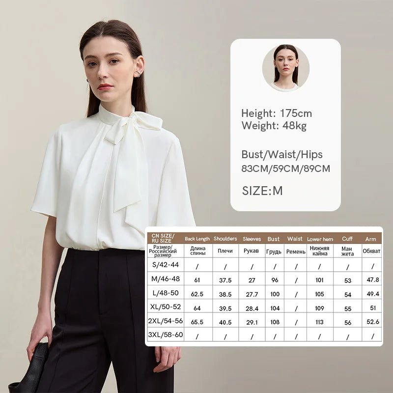 Amii Women's Blouse 2026 Summer New Tie Neck Flare Sleeve Flowy Pullover Top Women Elegant Loose Elegant Chiffon Shirt 12642081