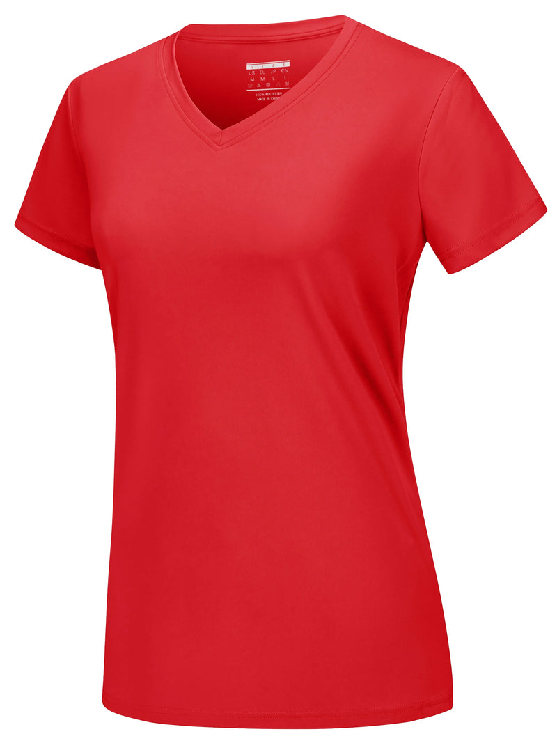 TACVASEN UPF 50+ Summer Sun Protection V-Neck T-shirts Womens Short Sleeve T-shirts Breathable Lightweight Quick Dry Shirts Tops