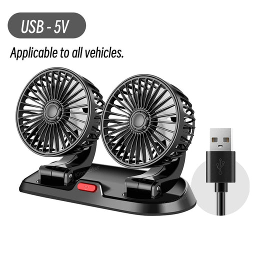 Mini 5V, 12V, 24V Three Voltage Two Fan Heads 3 Adjustable Speeds 180° Oscillation Shake Head 3Color Air Quiet Working Cooling 5V Black