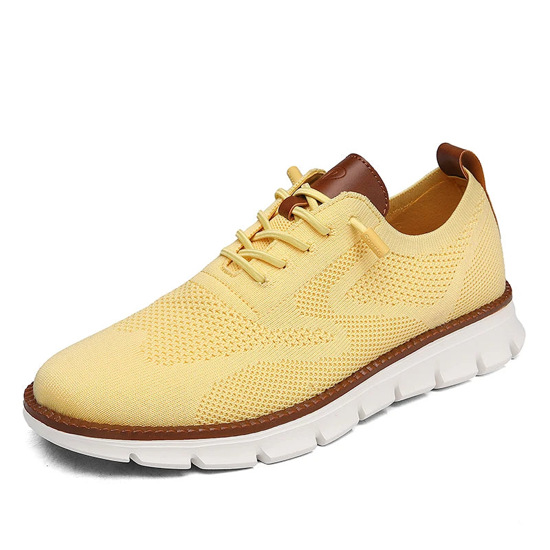Men Flying Woven Brogue Dress Shoes Breathable Lightweight Business Casual Walking Sneakers for Men Extra Large Size EU 48 49 50