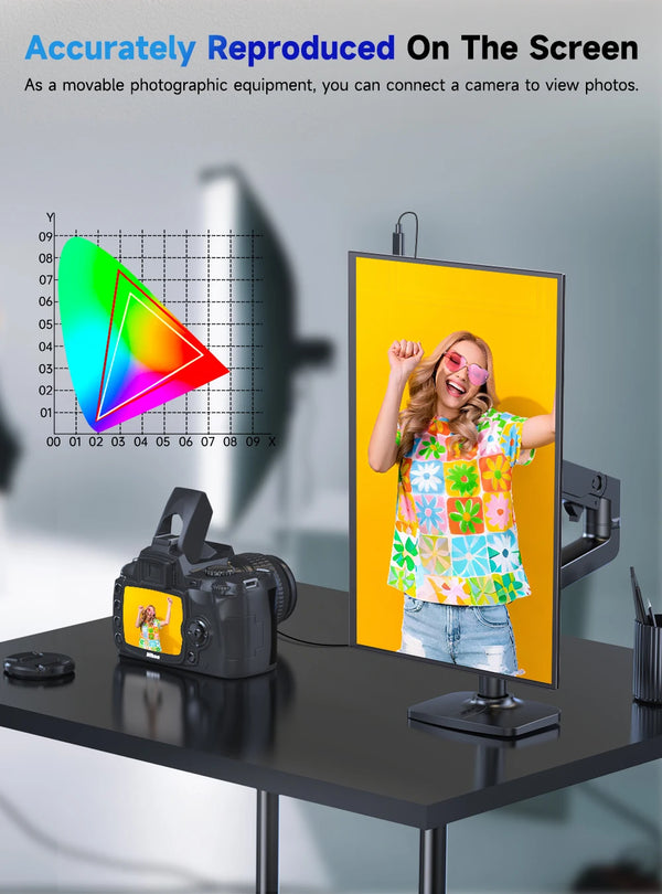 ម៉ូនីទ័រកុំព្យូទ័រ UPERFECT UColor T3 UHD ទំហំ 23.8 អ៊ីញ 4K HDR អេក្រង់កុំព្យូទ័រ ជាមួយជើងទម្រ LS VESA USB C សម្រាប់កុំព្យូទ័រយួរដៃ PC MAC ពង្រីកអេក្រង់ទីពីរ