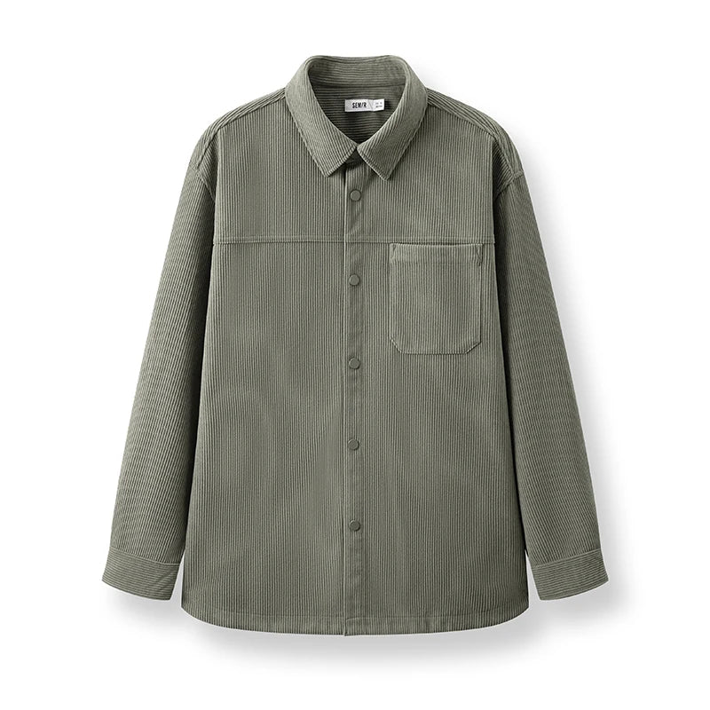 អាវបុរស Semir ក្រណាត់ Corduroy លំនាំ Plaid ដៃវែងឆ្នាំ ២០២៦ រដូវរងាសមស្រួលស្លៀក រចនាប័ទ្មធម្មតា ស្លៀកពាក់ជាស្រទាប់ៗ មើលទៅប្រចាំថ្ងៃ