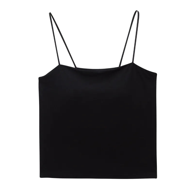 Modal Cotton One Word Collar Underwear Strap Chest Pad Sling Slim Vest for Women One Piece Sleepwear Pajamas Top Pyjama Femme