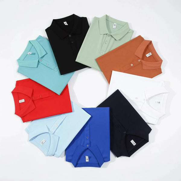 Men's Ice Silk POLO Shirt Short Sleeve Fashionable Trendy Summer New Arrival Turn-down Collar Top Loose Fit Casual Wear