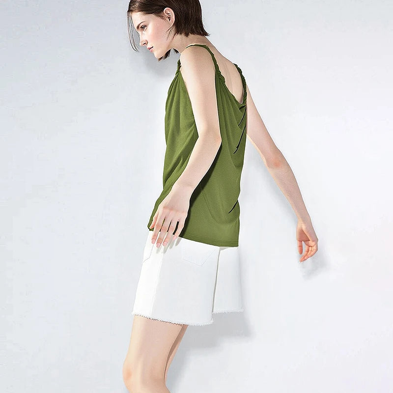 Amii Women's Camisole 2026 Summer New Twist Detail Cowl Neck Knit Tank Top Casual Sleeveless Layering Vest For Women 12622122