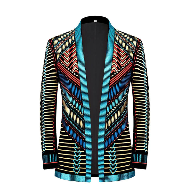 Spring Men's Black Performance Suit Jacket, Gold Embroidered Formal Outerwear, Corduroy Fabric Top, Asian Sizes Blazers, M-5XL.
