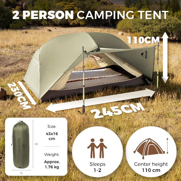 តង់បោះតង់ Naturehike Mongar Pro UL សម្រាប់ 1 2 3 នាក់ សម្រាប់ដើរលេងក្រៅផ្ទះ ស្នាក់នៅមួយយប់ ការពារកម្ដៅថ្ងៃ ទម្ងន់ស្រាល និងធន់នឹងទឹក