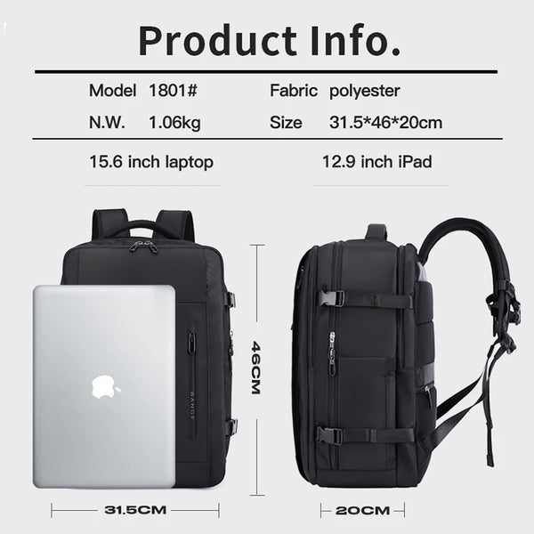 BANGE Large Men Backpacks for 15.6 Laptop USB Charge Travel Backpack Waterproof Wet Dry Pocket School Bags with Mesh Side Pocket