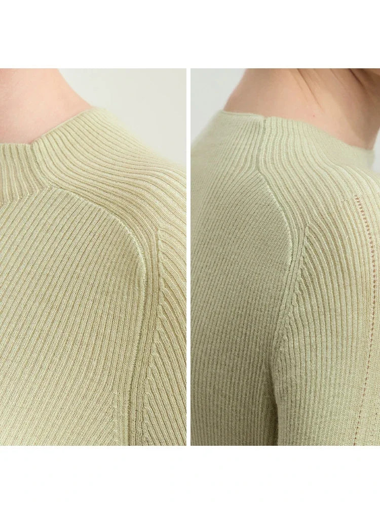 Amii Minimalism 2026 Autumn Sweaters For Women New Mock Neck Raglan Sleeve Slim Bottoming Sweater Basic Female Knitwear 12443227