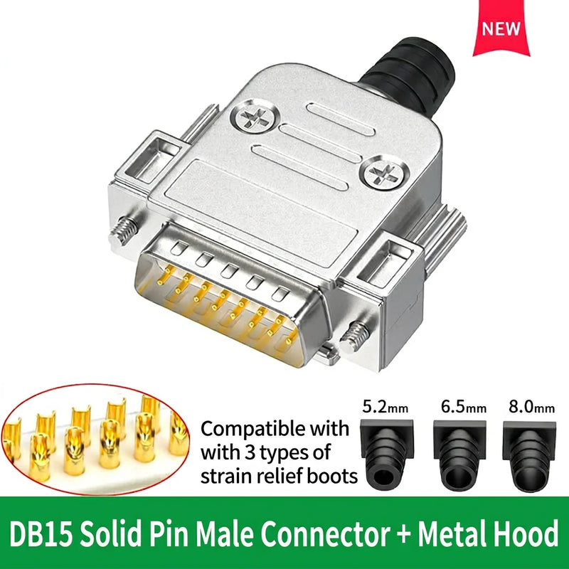DIVEDEER Industrial Gold-Plated DB15 DB25 Connectors Male Female Parallel Ports with Metal Shells 25-Pin Plugs Industrial Use