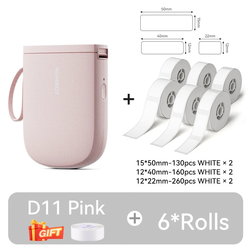 New Version NIIMBOT D11 Portable Thermal Printer Wireless Adhesive Label Maker Inkless Labeling Machine For Mobile Android IOS