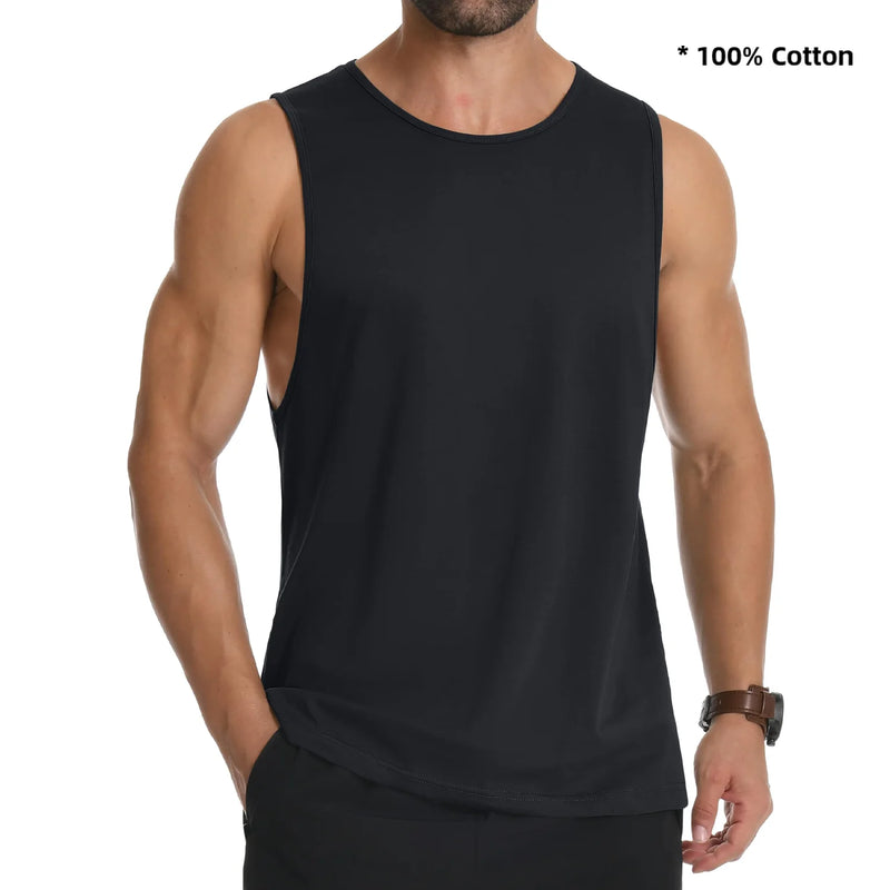 TACVASEN Cotton Fitness Wide-Armhole Muscle TANK TOPS Sleeveless T-shirts Mens Gym Workout Trainning Vests Casual Tee Shirt Tops