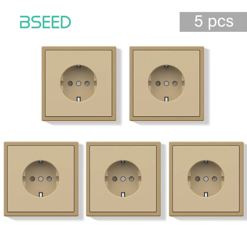 BSEED E Series 10 Value Pack Single Wall Power Socket Electrical Outlets Bulk Set White Black Plastic Frame Wall Plugs for Home