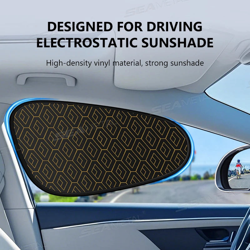 SEAMETAL Car Electrostatic Side Sun Shade Curtains Foldable Side Window Sunshade Thicken Anti Glare UV-Reflective Sun Protector
