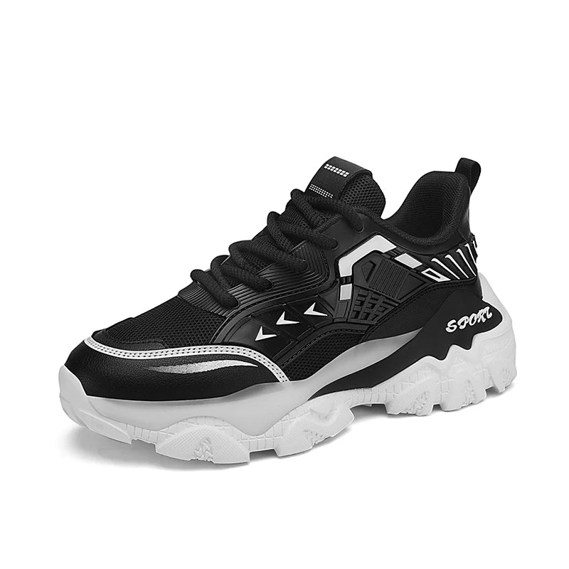 Mens Running Shoes 2025 New Trendy Thick Soled Sneakers Anti Slip Cosy Fashion Leather Lace-up Casual Tennis Shoes for Men