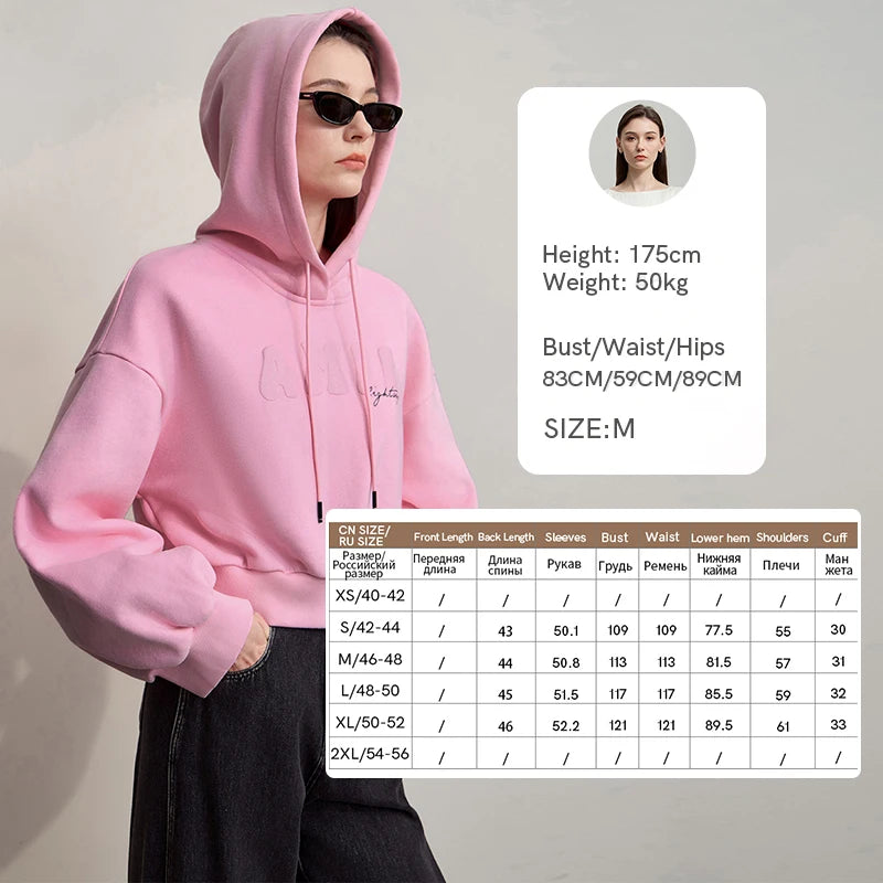AMI Hoodies Woman 2026 Autumn New Casual Cotton Hooded Top Female Long Sleeves Versatile Knit Short Woman Sweatshirts 12543037