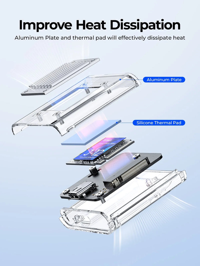 ORICO 2230 M.2 SSD NVMe Enclosure 10Gbps Case M.2 to USB Type C Transparent External Adapter PCIe SSD for Steam Deck PS SN750