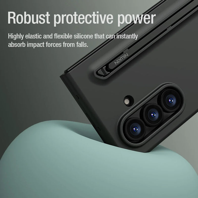 NILLKIN For Samsung Galaxy Z Fold 7 5G Folding Case With S-Pen Stylus Liquid Silicone Cover Anti Fingerprints For Z Fold 7 Cases