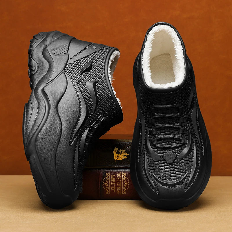 Men's waterproof Warm plush cotton slippers autumn winter new non-slip indoor outdoor casual shoes fashion Joker Hotel Chef shoe