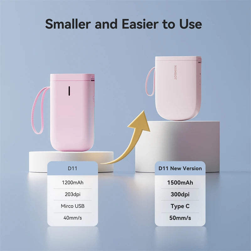 New Version NIIMBOT D11 Portable Thermal Printer Wireless Adhesive Label Maker Inkless Labeling Machine For Mobile Android IOS