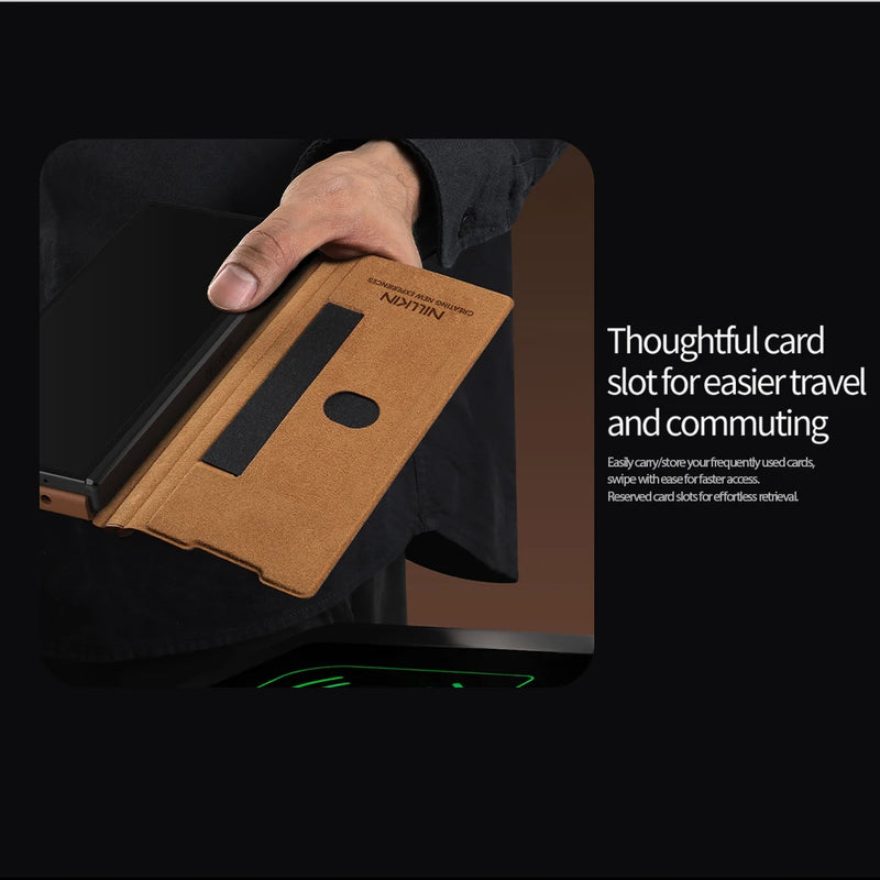 NILLKIN For Samsung Galaxy Z Fold 7 5G Case Luxury Leather Slide Lens Protection Back Cover With S-Pen For Samsung Z Fold 7