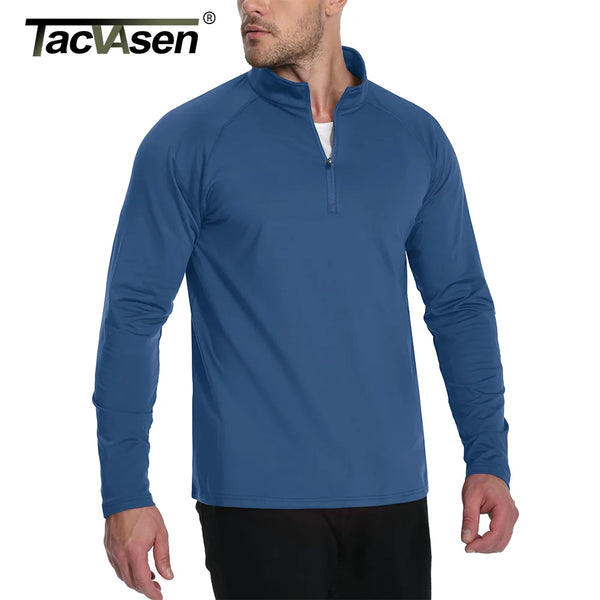TACVASEN Thermal Fleece Lined T-shirts Men's 1/4 Zip Long Sleeve Shirts Outdoor Hiking Running Athletic Shirt Pullover Top