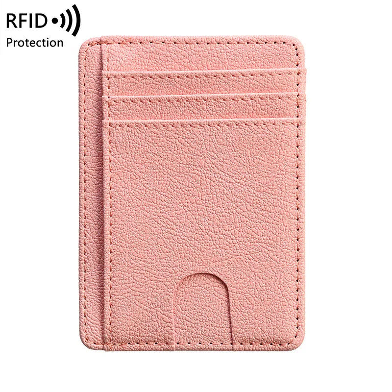 Slim Minimalist Wallet - PU Leather with Carbon Fiber Texture,Rfid-Blocking Credit Card Holder & Coin Pocket,Stylish & Compact