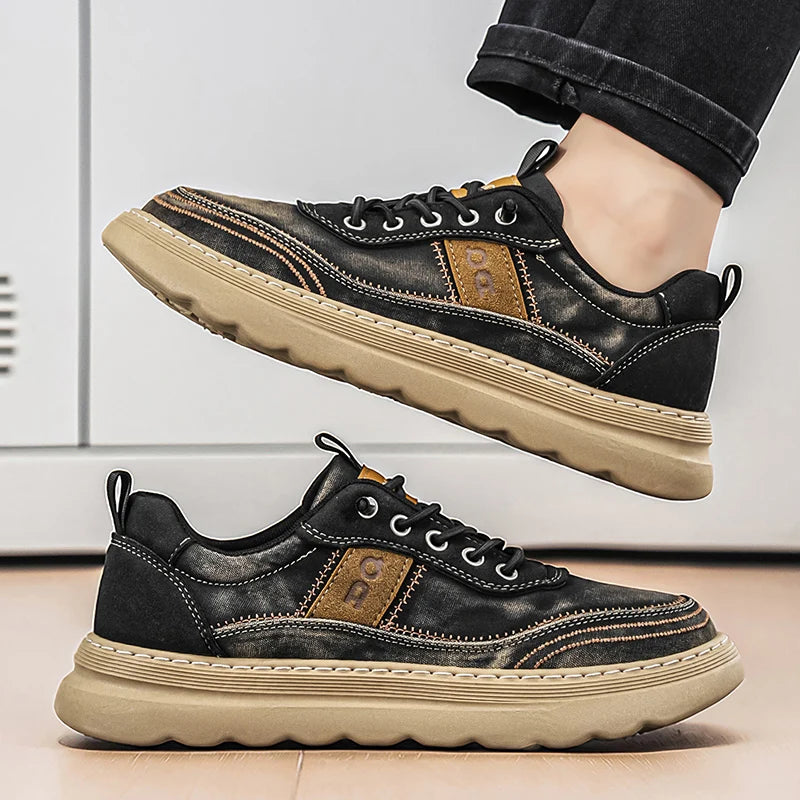 Men's Canvas Casual Tide Shoes Four Seasons Breathable lightweight Soft-Sole anti Slip Comfort Outdoor Walking Sports Board Shoe