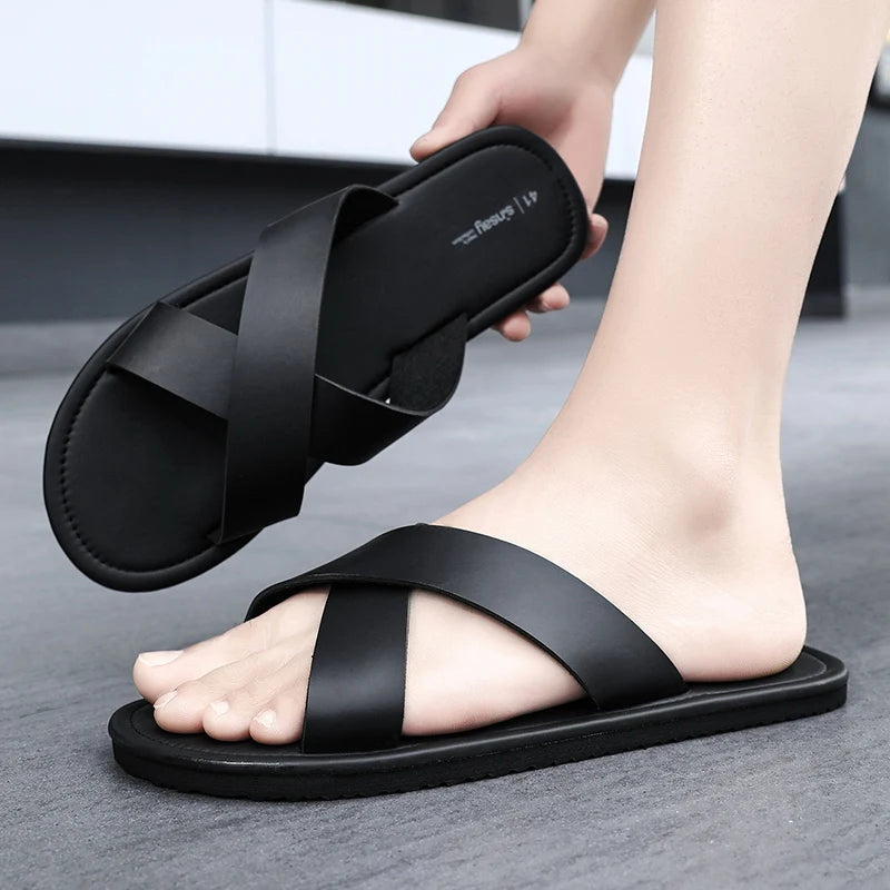 Men's slippers outdoor beach flat Flip-flop slippers summer casual slippers indoor home men's non slip shoes breathable sandals