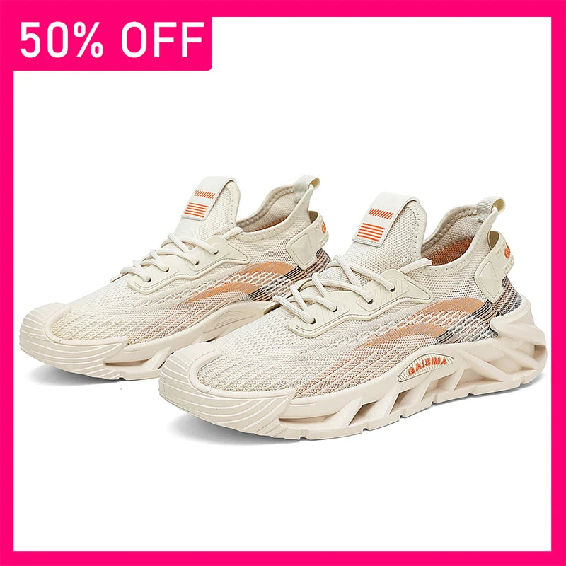 Men Sports Shoes Summer Breathable Mesh Lightweight Fashionable Lace Up Tennis Shoes Daily Wear Street Fitness Shoes for Men