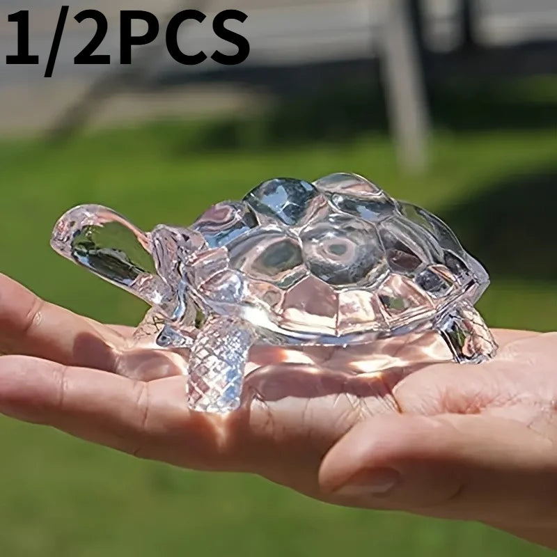 1/2PCS Mini Crystal Tortoise Statue - Chinese Lucky Charm Ideal for Home, Bedroom,Office Decor, Festive Holiday Decoration