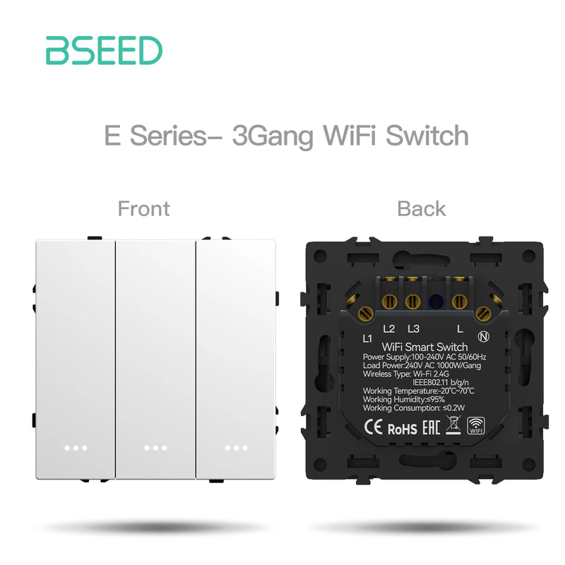 BSEED E Grand Series WIFI Click Switch Function Part Smart Button Light Switch DIY Part Smart Wifi Socket Parts Free Combination