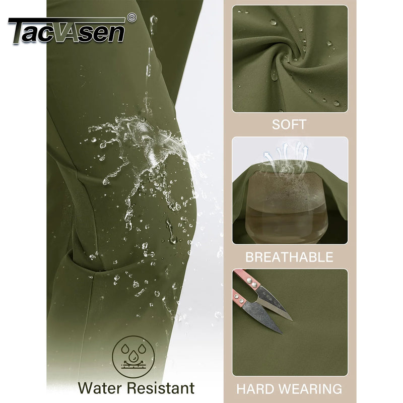TACVASEN Women's Hiking Pants Lightweight Quick Dry UPF 50+ Water Resistant Elastic Waist Golf Travel Casual Pants Zip Pockets