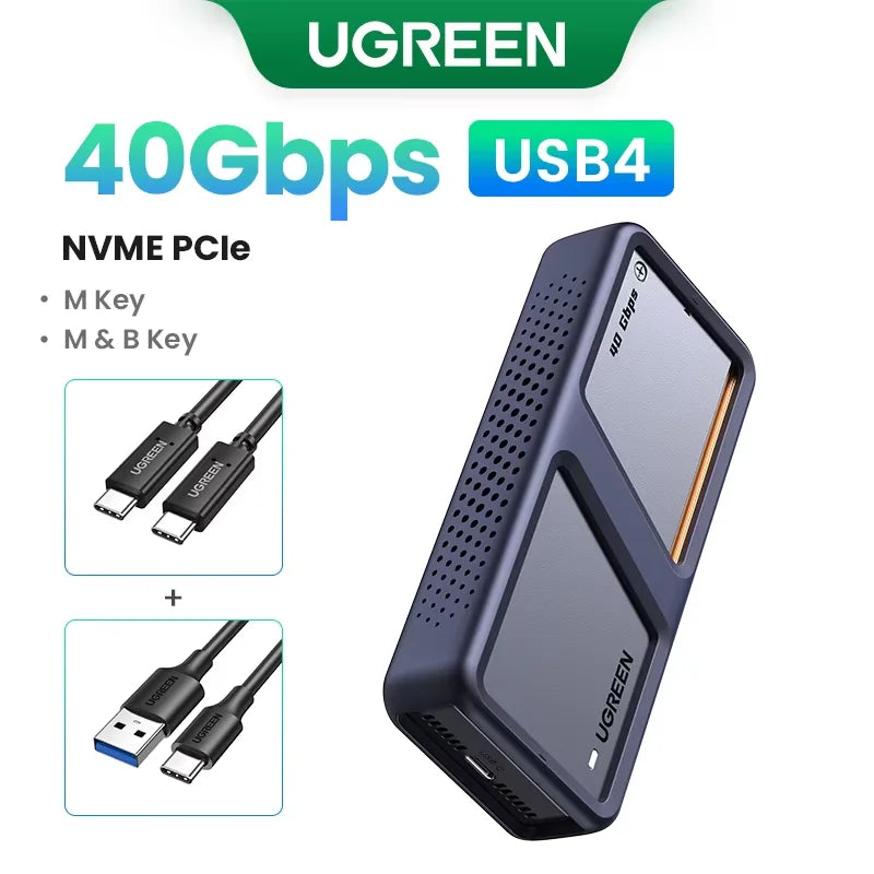 UGREEN M.2 NVMe/SATA SSD Enclosure 20Gbps USB-C 3.2 Gen2 External Enclosure Supports M and B&M Keys 2280 SSD Aluminum Shell