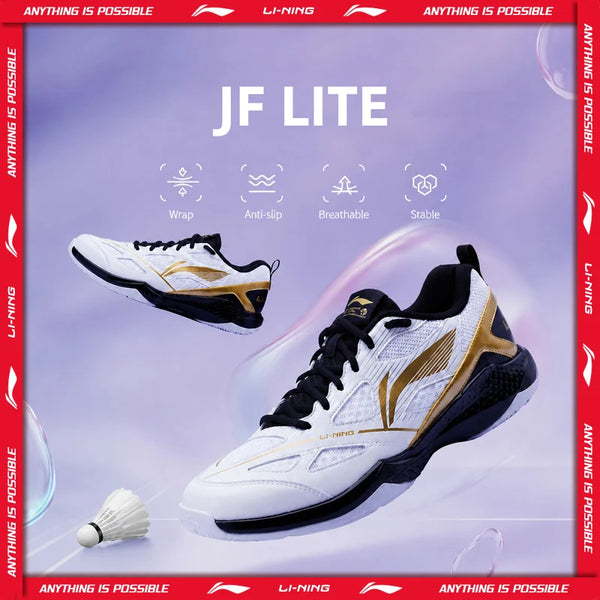 ស្បែកជើងវាយសី Li-Ning Unisex JF LITE មិនស្អិត មានខ្យល់ចេញចូលបានល្អ ស្បែកជើងហ្វឹកហាត់ប្រចាំថ្ងៃសម្រាប់បុរស និងស្ត្រី AYTU025