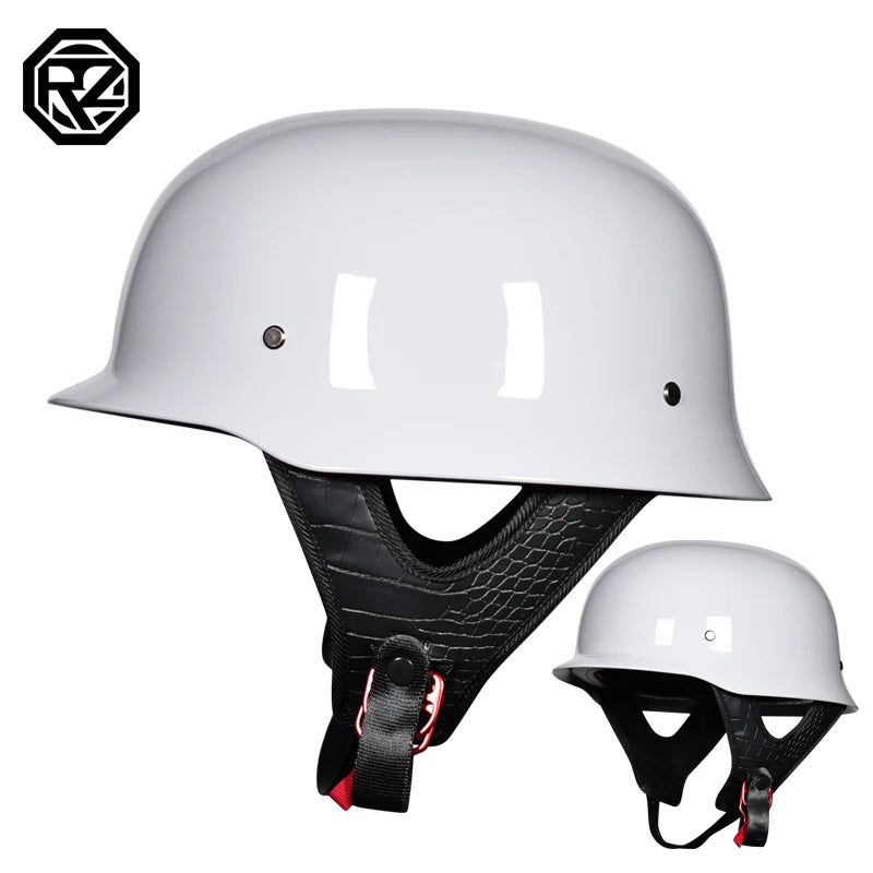 Vintage Motorcycle Cruiser Helmet Half Face German Helmet Motorcycle Helmet Bright Black Car-styling DOT