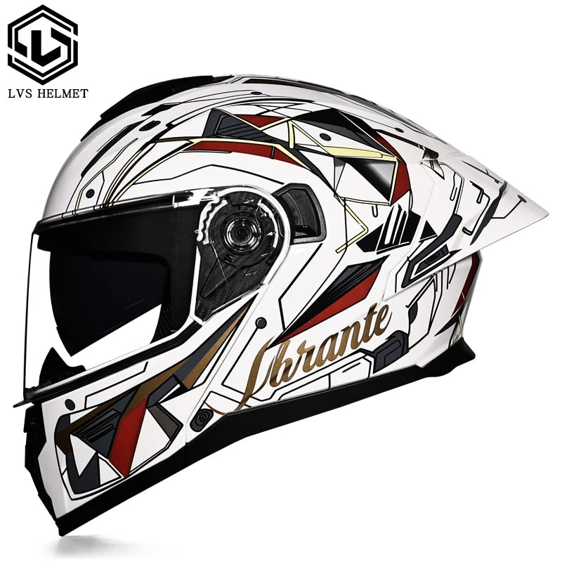 LVS-909S Modular Flip Helmet Double Lens Full Face Motorcycle Helmet DOT Approved Personalized Large Tail Wing
