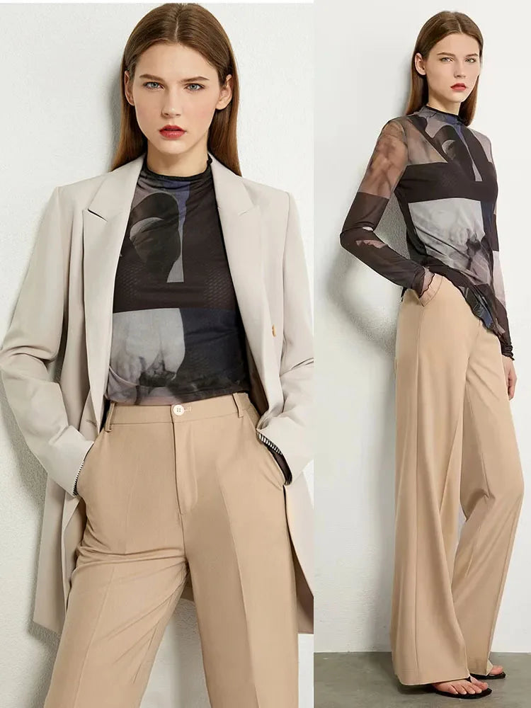 អាវយឺតដៃវែង AMII Minimalism សម្រាប់ស្ត្រី 2026 រដូវស្លឹកឈើជ្រុះថ្មី អាវបាតមានសំណាញ់បោះពុម្ពខាងក្នុង អាវទាន់សម័យស្ដើង 12421003